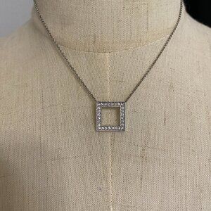Modern Square Silver Necklace with CZ